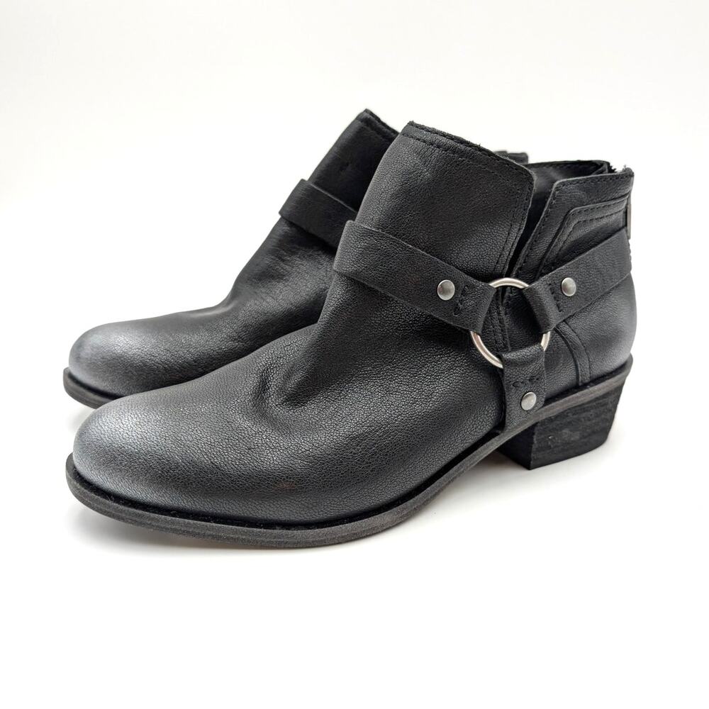 Lucky Brand Boltin Block Heel Ankle Bootie Back Zip Women's Black Size US8M EU39